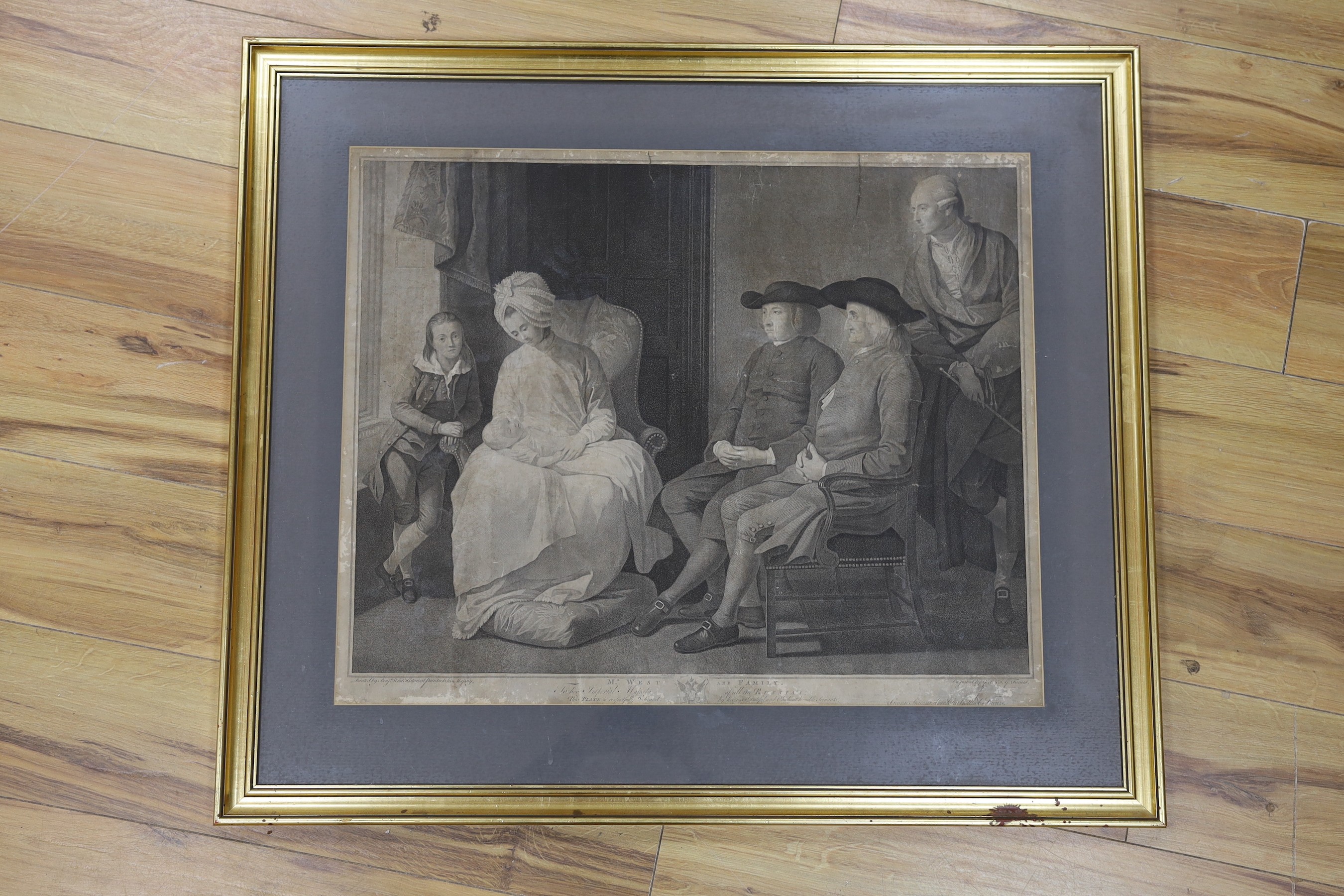 Facius after Benjamin West, copper engraving, 'Mr West and Family', overall 54 x 67cm